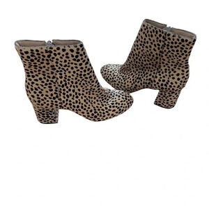 Able Cheetah Hair Celina Leather Ankle Booties Block Heel Size 7